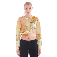 Wonderful Floral Design In Soft Colors Cropped Sweatshirt by FantasyWorld7