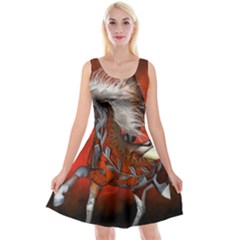 Awesome Steampunk Horse With Wings Reversible Velvet Sleeveless Dress by FantasyWorld7