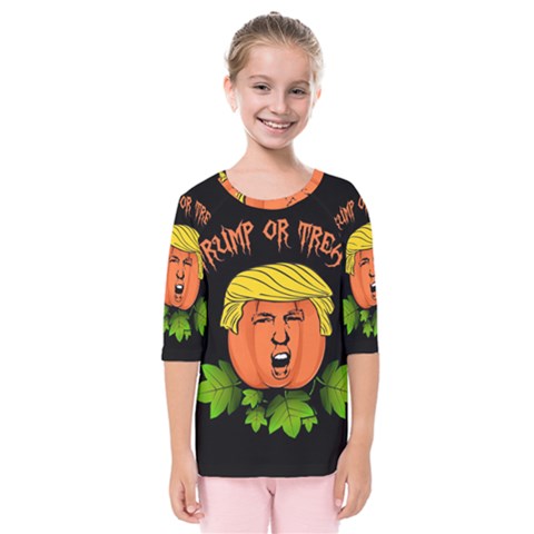 Trump Or Treat  Kids  Quarter Sleeve Raglan Tee by Valentinaart