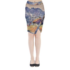 Impressionism Midi Wrap Pencil Skirt by NouveauDesign