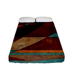 Turquoise And Bronze Triangle Design With Copper Fitted Sheet (full/ Double Size) by digitaldivadesigns