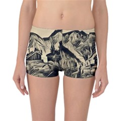 Ink Art Reversible Boyleg Bikini Bottoms by NouveauDesign