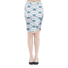 Art Deco Teal White Midi Wrap Pencil Skirt by NouveauDesign