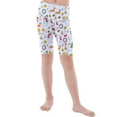 Christmas Pattern Kids  Mid Length Swim Shorts by Valentinaart