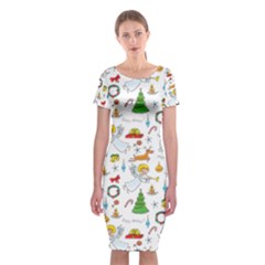 Christmas Pattern Classic Short Sleeve Midi Dress by Valentinaart