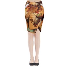 Alfons Mucha   Fruit Midi Wrap Pencil Skirt by NouveauDesign