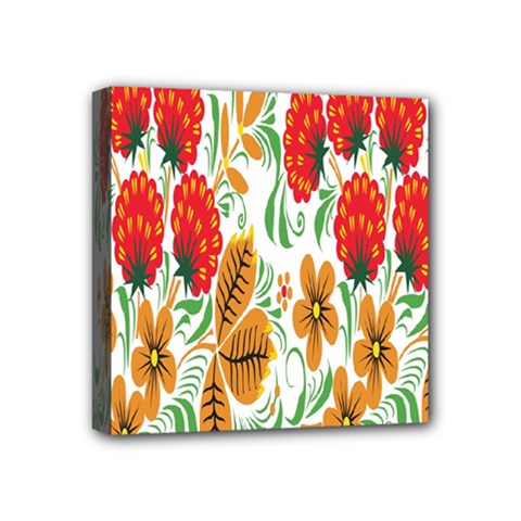 Flower Floral Red Yellow Leaf Green Sexy Summer Mini Canvas 4  X 4  by Mariart