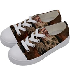 Awesome Creepy Skull With Rat And Wings Kids  Low Top Canvas Sneakers by FantasyWorld7