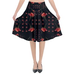 Roses From The Fantasy Garden Flared Midi Skirt by pepitasart