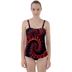 Chinese Lantern Festival For A Red Fractal Octopus Twist Front Tankini Set by jayaprime