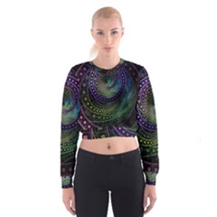 Oz The Great With Technicolor Fractal Rainbow Cropped Sweatshirt by jayaprime