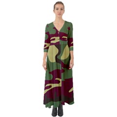 Camuflage Flag Green Purple Grey Button Up Boho Maxi Dress by Mariart