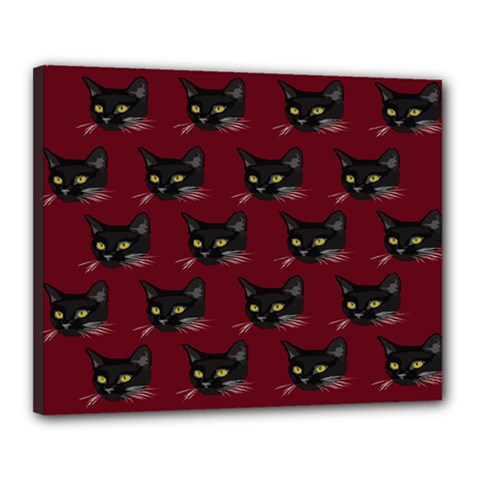 Face Cat Animals Red Canvas 20  X 16  by Mariart