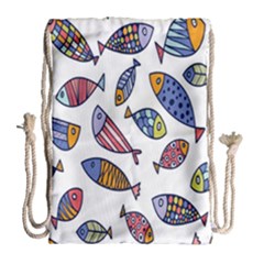 Love Fish Seaworld Swim Rainbow Cartoons Drawstring Bag (large) by Mariart