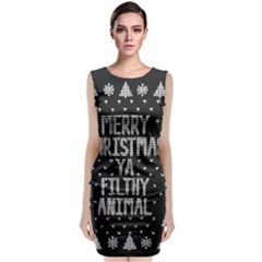 Ugly Christmas Sweater Sleeveless Velvet Midi Dress by Valentinaart