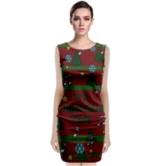 Ugly Christmas Sweater Sleeveless Velvet Midi Dress by Valentinaart