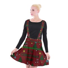 Ugly Christmas Sweater Suspender Skater Skirt by Valentinaart