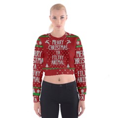 Ugly Christmas Sweater Cropped Sweatshirt by Valentinaart