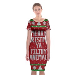 Ugly Christmas Sweater Classic Short Sleeve Midi Dress by Valentinaart