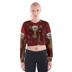 Christmas Giraffe  Cropped Sweatshirt by Valentinaart