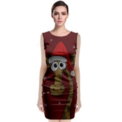 Christmas Giraffe  Sleeveless Velvet Midi Dress by Valentinaart