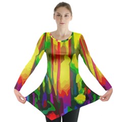 Abstract Vibrant Colour Botany Long Sleeve Tunic  by Celenk