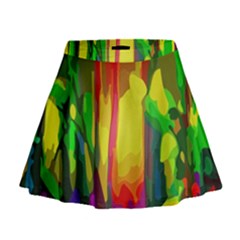 Abstract Vibrant Colour Botany Mini Flare Skirt by Celenk