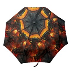 Dragon Legend Art Fire Digital Fantasy Folding Umbrellas by Celenk