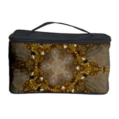 Golden Flower Star Floral Kaleidoscopic Design Cosmetic Storage Case by yoursparklingshop