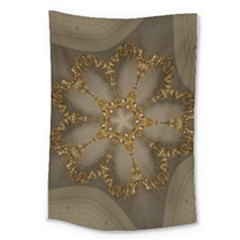 Golden Flower Star Floral Kaleidoscopic Design Large Tapestry by yoursparklingshop