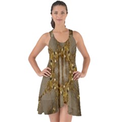 Golden Flower Star Floral Kaleidoscopic Design Show Some Back Chiffon Dress by yoursparklingshop