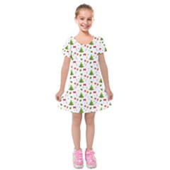 Christmas Pattern Kids  Short Sleeve Velvet Dress by Valentinaart