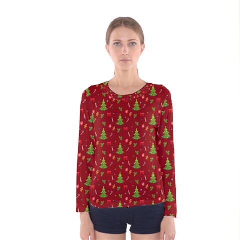 Christmas Pattern Women s Long Sleeve Tee by Valentinaart