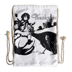 Vintage Thanksgiving Drawstring Bag (large) by Valentinaart