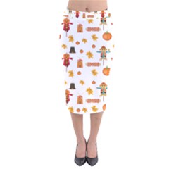 Thanksgiving Velvet Midi Pencil Skirt by Valentinaart