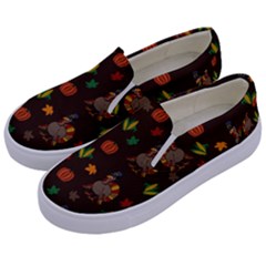 Thanksgiving Turkey  Kids  Canvas Slip Ons by Valentinaart