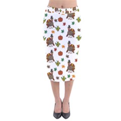 Thanksgiving Turkey  Velvet Midi Pencil Skirt by Valentinaart