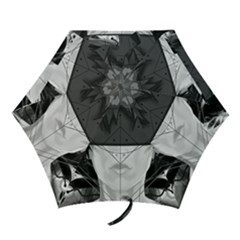 Beautiful Bnw Fractal Feathers For Major Motoko Mini Folding Umbrellas by jayaprime