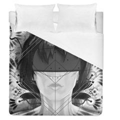 Beautiful Bnw Fractal Feathers For Major Motoko Duvet Cover (queen Size) by jayaprime