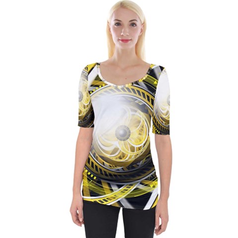 Incredible Eye Of A Yellow Construction Robot Wide Neckline Tee by jayaprime