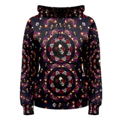 Floral Skulls In The Darkest Environment Women s Pullover Hoodie by pepitasart