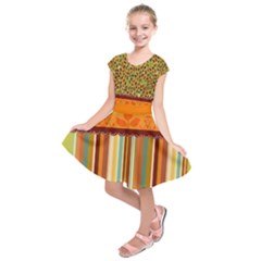 Green & Orange Autumn Happy Thanksgiving Kids  Short Sleeve Dress by PattyVilleDesigns