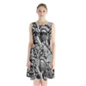 Black And White Pattern Texture Sleeveless Waist Tie Chiffon Dress View1