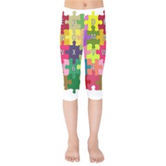 Puzzle Part Letters Abc Education Kids  Capri Leggings  by Celenk