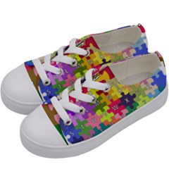 Puzzle Part Letters Abc Education Kids  Low Top Canvas Sneakers by Celenk