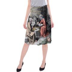 The Birth Of Christ Midi Beach Skirt by Valentinaart