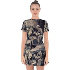 The Birth Of Christ Drop Hem Mini Chiffon Dress by Valentinaart