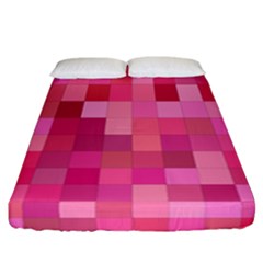 Pink Square Background Color Mosaic Fitted Sheet (california King Size) by Celenk