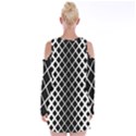 Square Diagonal Pattern Monochrome Velvet Long Sleeve Shoulder Cutout Dress View2