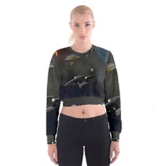 Space Travel Spaceship Space Cropped Sweatshirt by Celenk